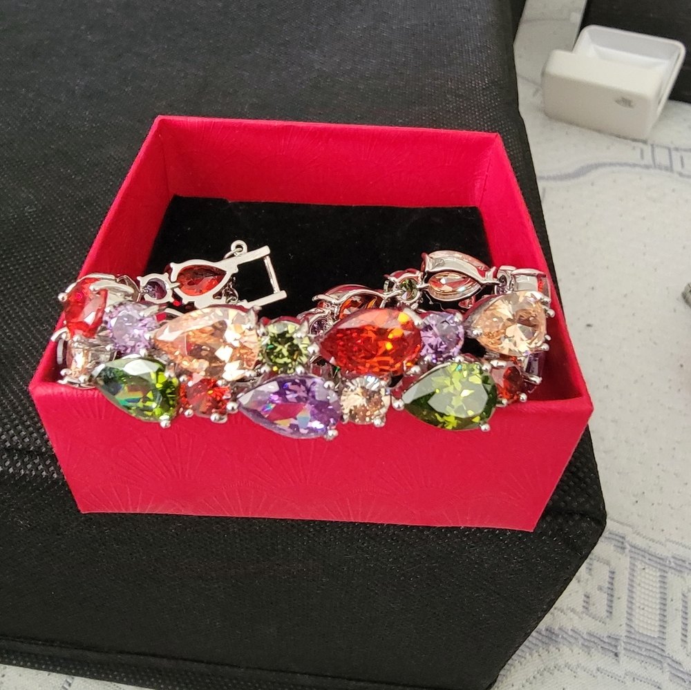 Multicolor Gemstone Bracelet And Ring Set